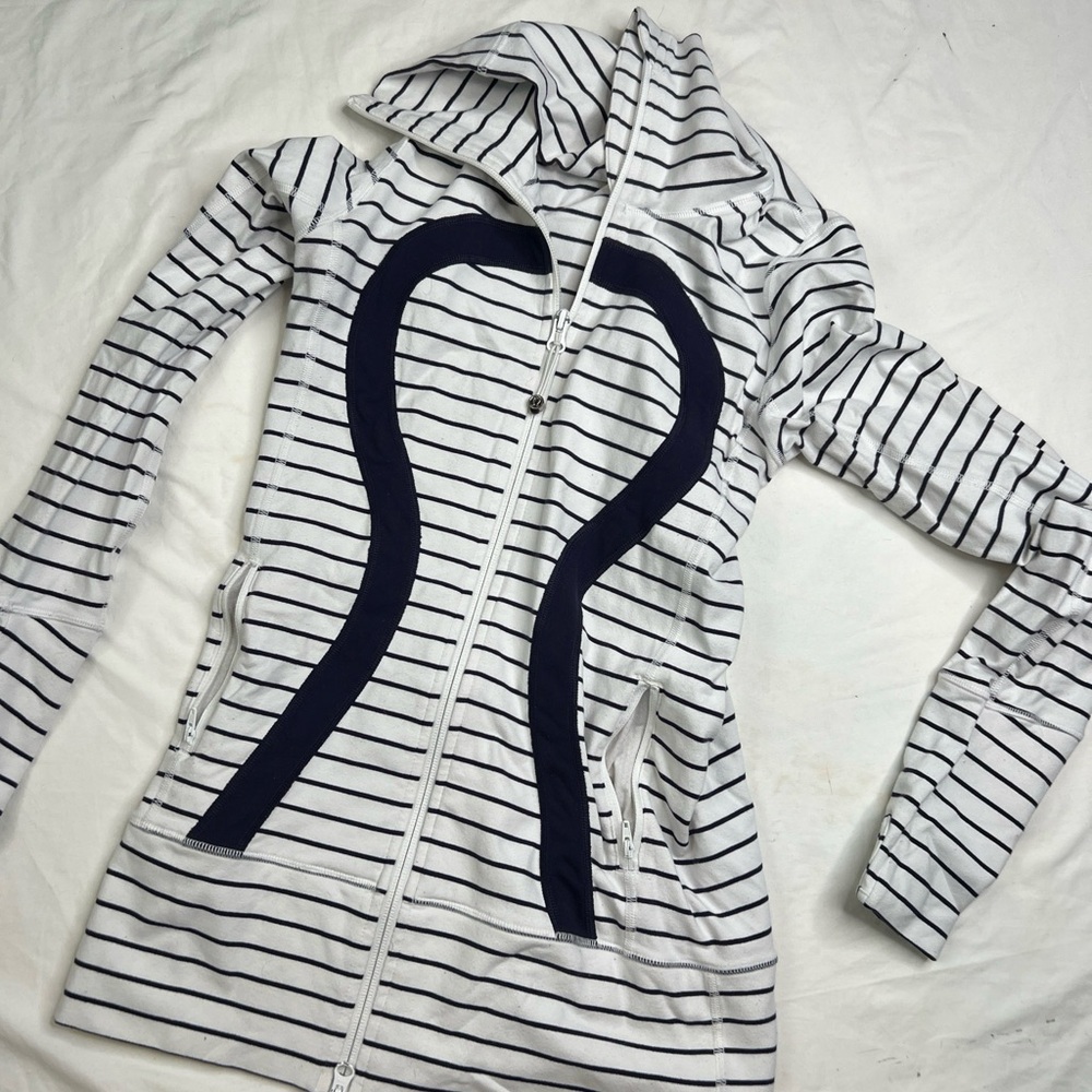 lululemon athletica White and Black Striped Sweater